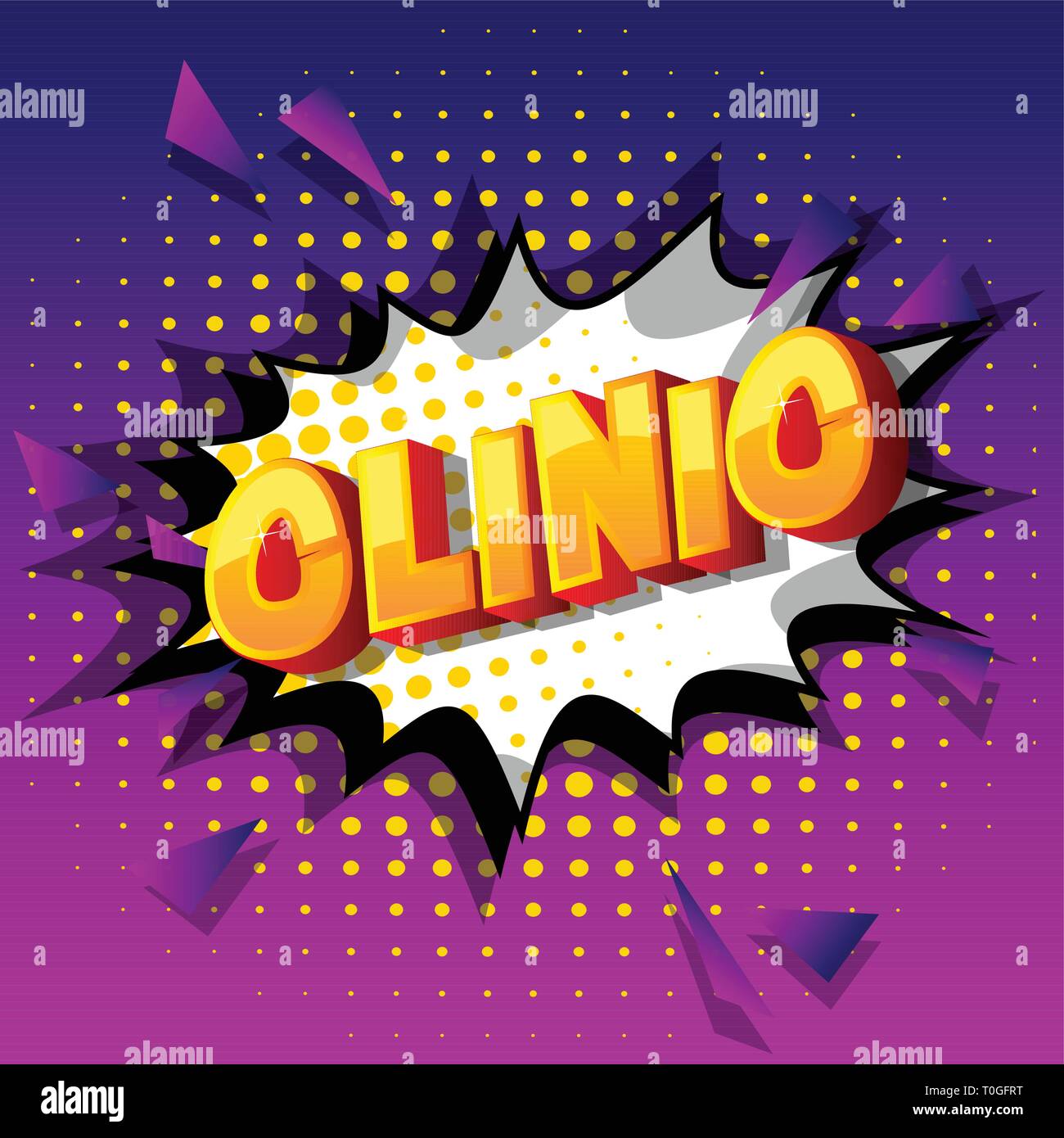 Clinic - Vector illustrated comic book style phrase on abstract background. Stock Vector