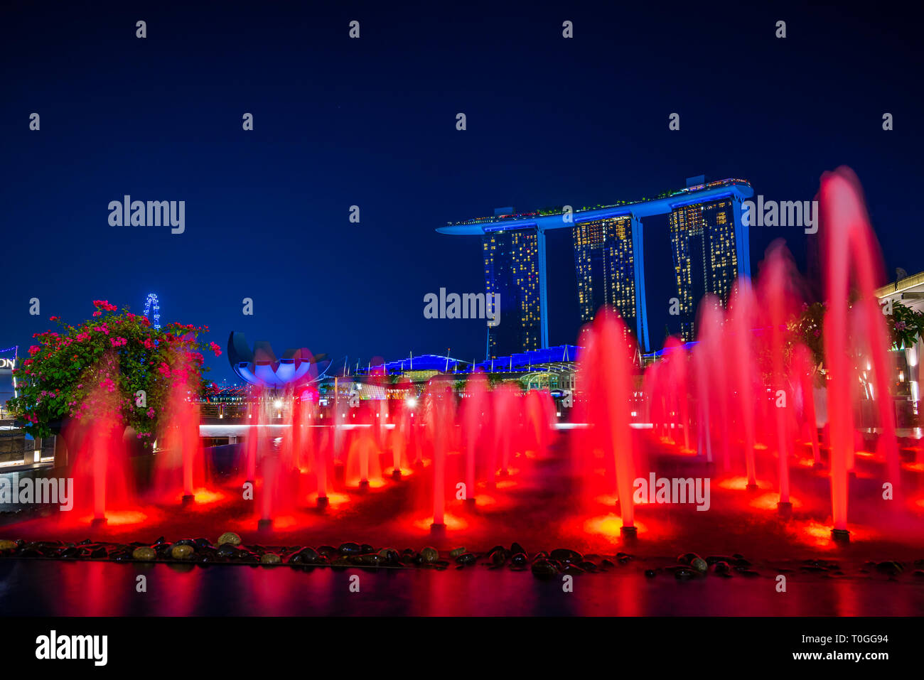 SINGAPORE CITY, SINGAPORE MARCH 3, 2019 Spectra Light and Water Show