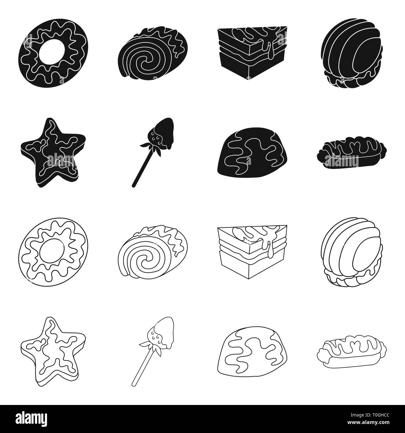 Vector illustration of confectionery and culinary symbol. Collection of