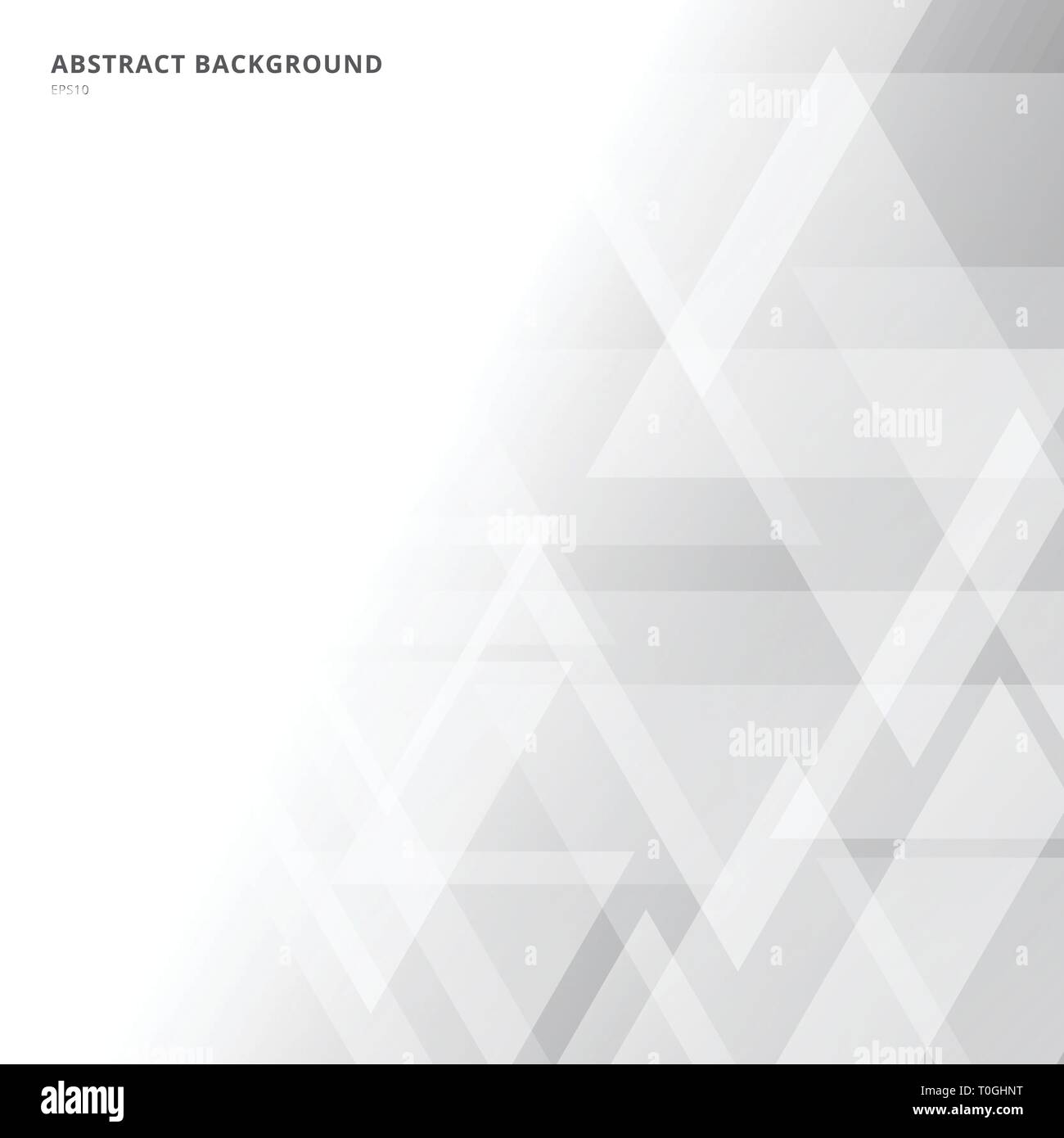 Abstract triangles geometric white and gray gradient background technology style. Vector illustration. Stock Vector