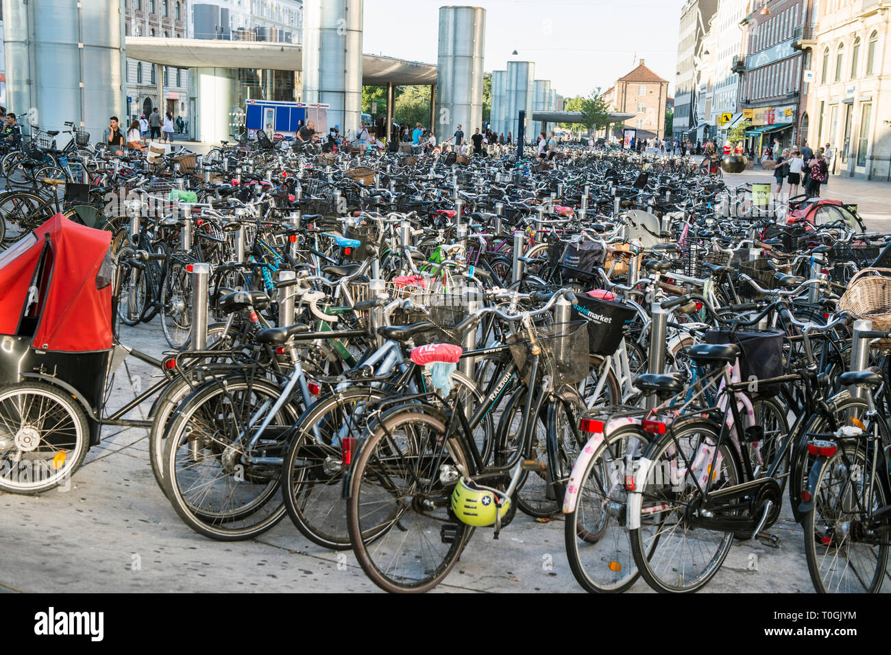 Denmark, Copenaghen, Norreport station bike parking Stock Photo