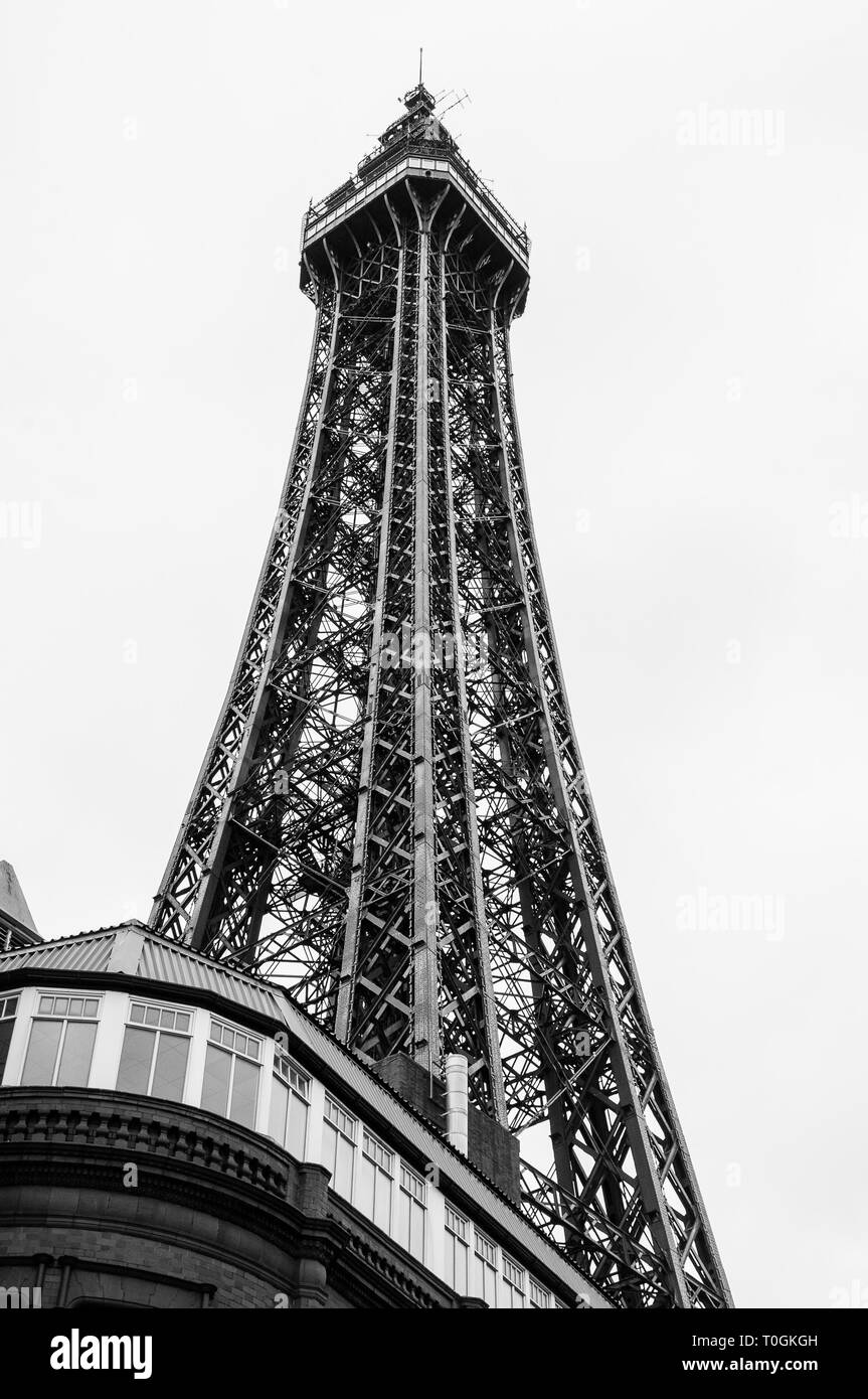 Blackpool Tower viewed from below and looking up Stock Photo