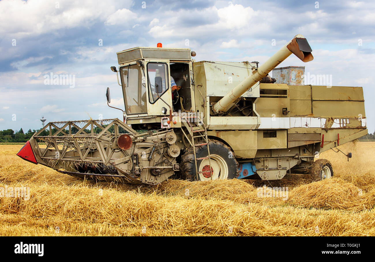 Old Combine Harvester Stock Photo