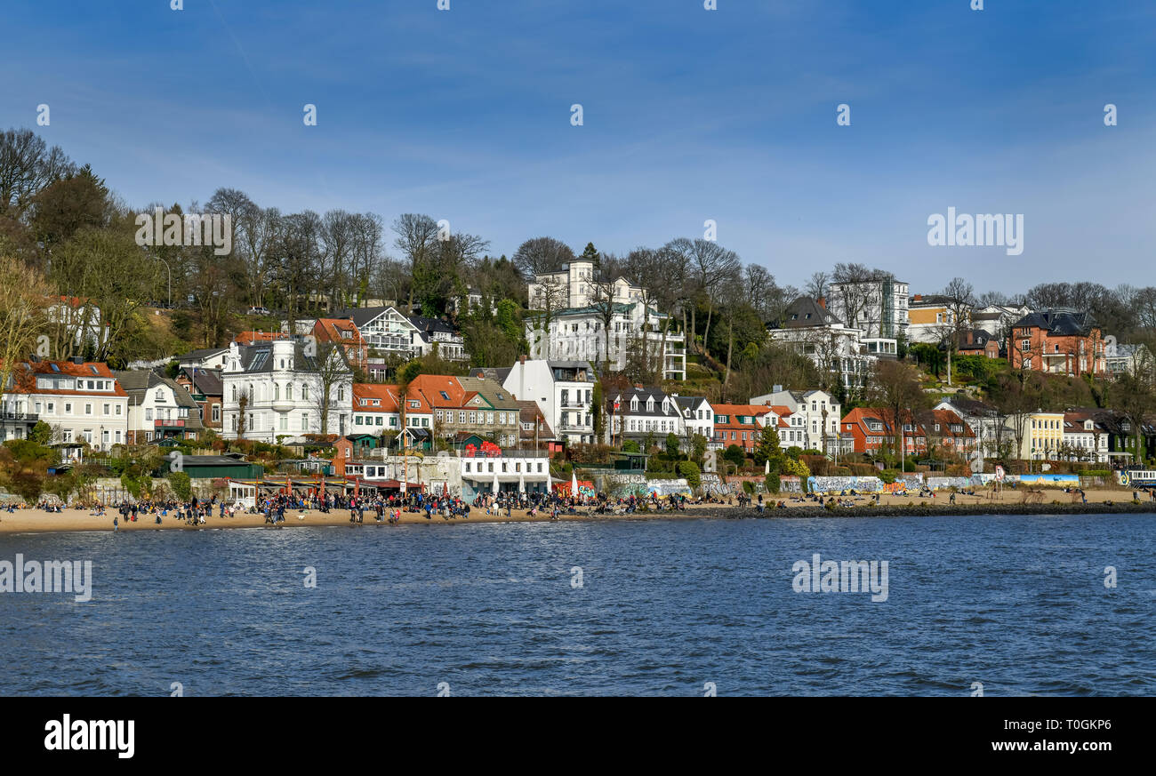 Villas, Elbstrand, beach pearl, Oevelgoenne, Othmarschen, Hamburg, Germany, Villen, Strandperle, Deutschland Stock Photo