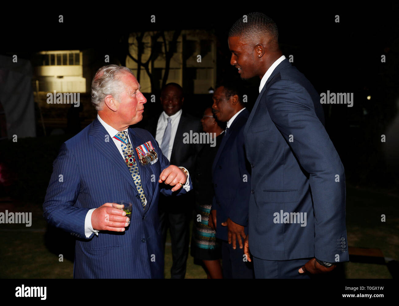The Prince of Wales speaks with West Indies' cricket team current