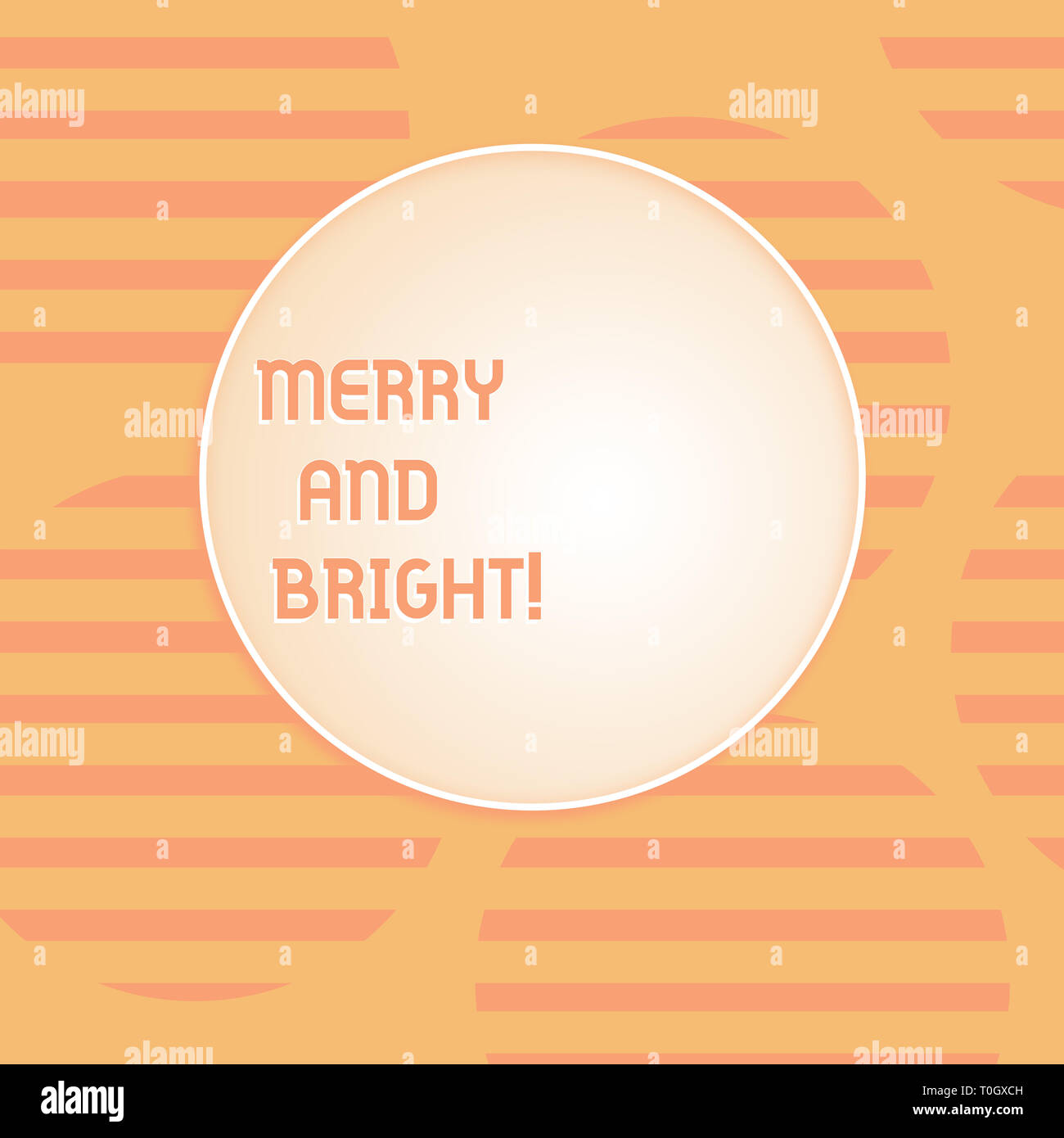 Conceptual hand writing showing Merry And Bright. Concept meaning defined London Cockney rhyming slang for illumination Round Shape with Horizontal Li Stock Photo