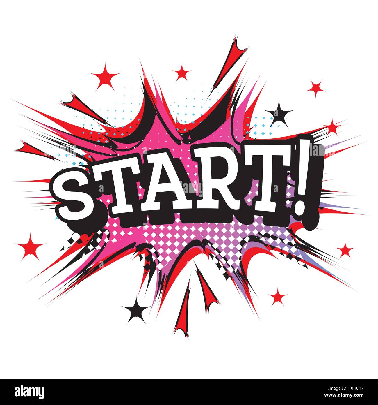 Start! Comic Text in Pop Art Style. Vector Illustration. Stock Vector