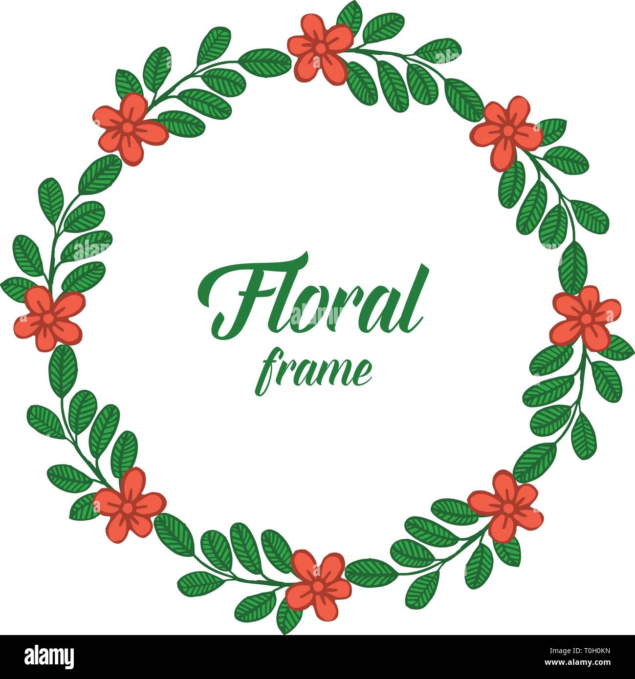 Vector illustration green leaves with elegant colorful floral frame ...