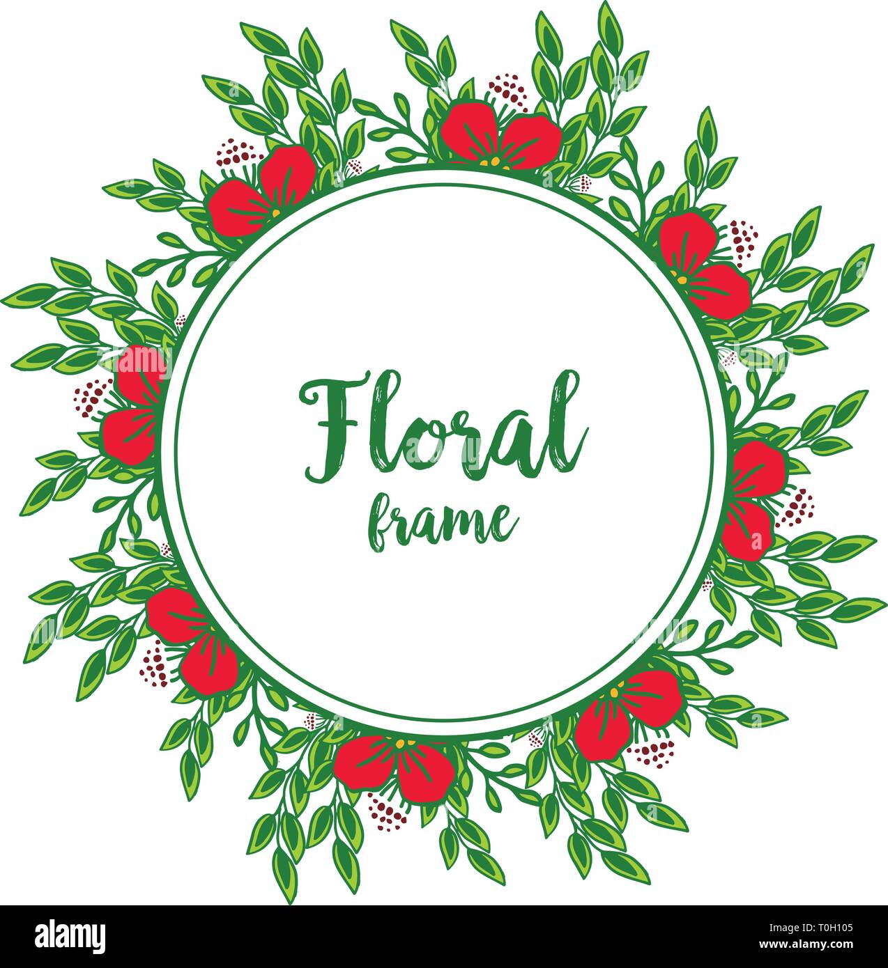 Vector illustration vintage card with design artwork red floral frame ...