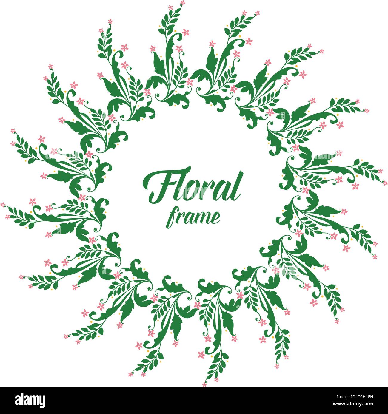 Vector illustration various texture floral frame green foliage hand ...