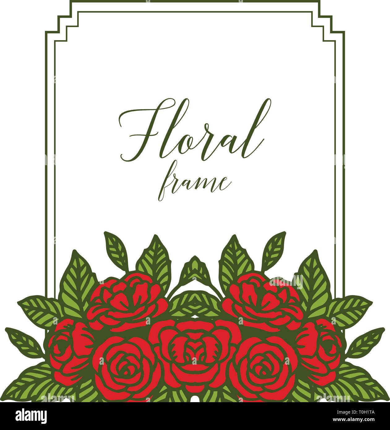 Vector illustration various design rose red floral frames bloom hand ...