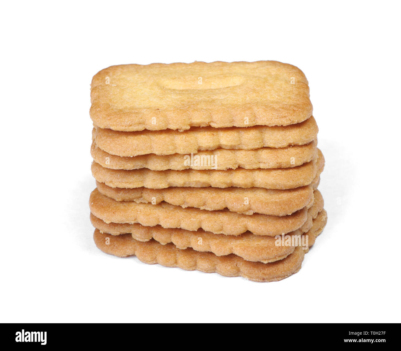 Heap of rectangular cookies isolated on white background Stock Photo