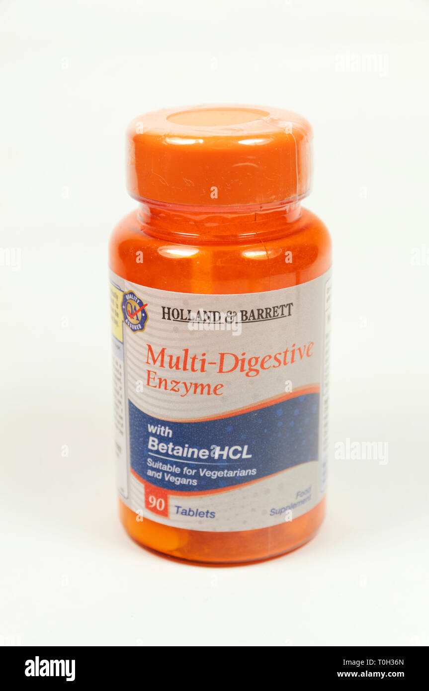 Bottle of Digestive Enzyme. Stock Photo