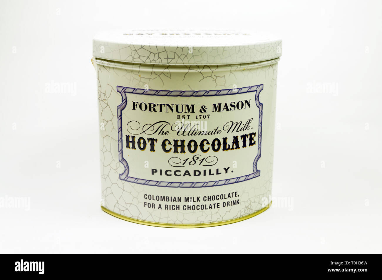 Tin of Fortnum & Mason hot chocolate Stock Photo