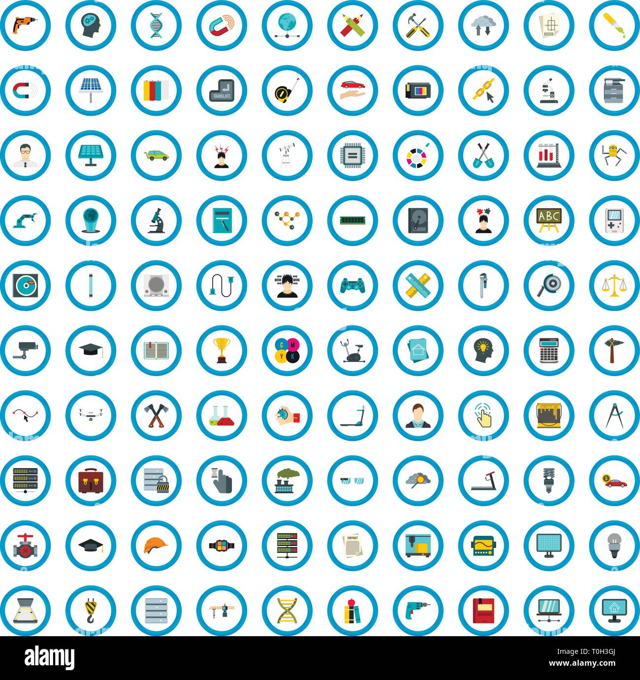 100 industrial skill icons set, flat style Stock Vector Image & Art - Alamy