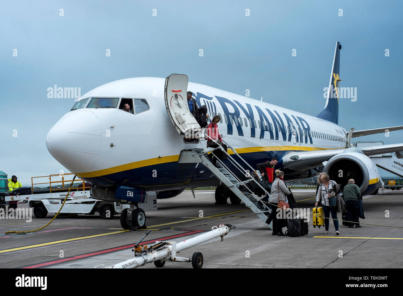 Passengers depart a Ryanair flight in Cork, Ireland Stock Photo Alamy