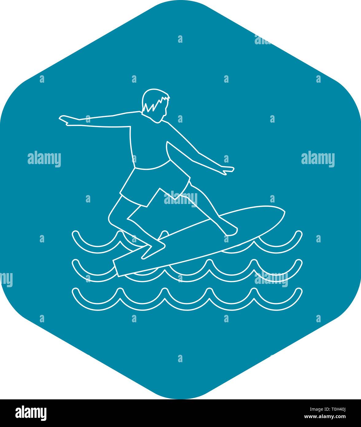 Man with surfboard icon, simple style Stock Vector