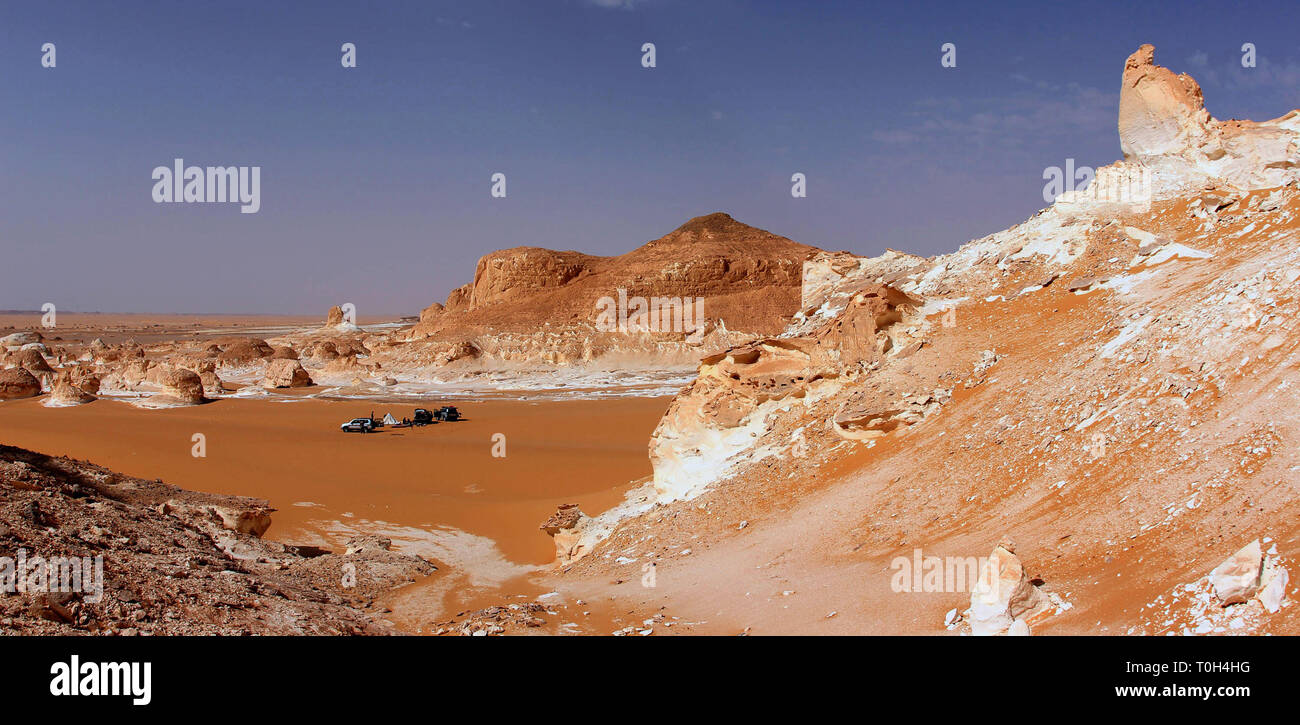 Egypt, White desert, Sahara, car, off road Stock Photo