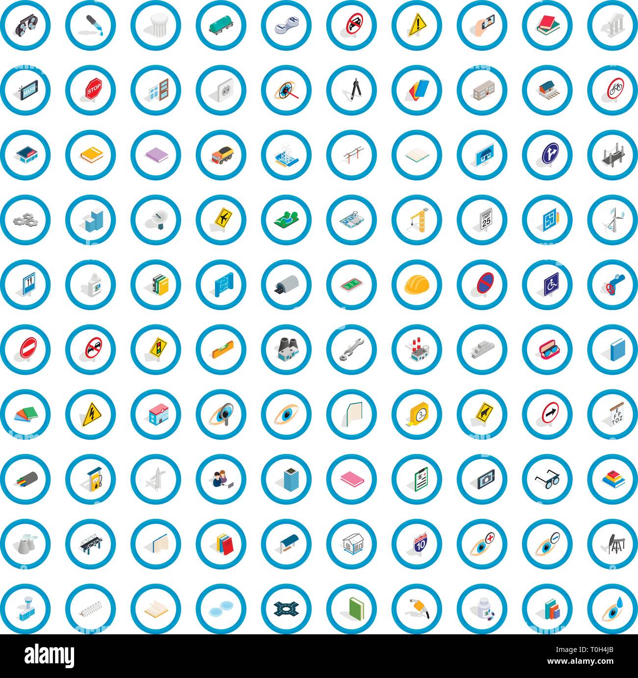 100 innovation icons set, isometric 3d style Stock Vector