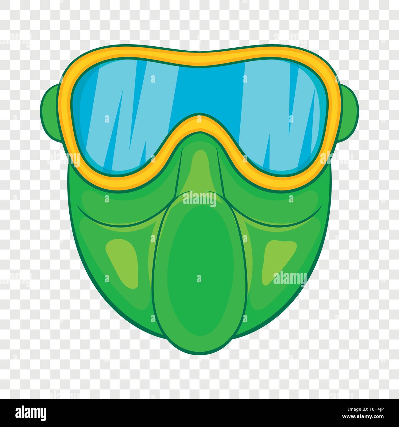 Green paintball mask icon, cartoon style Stock Vector