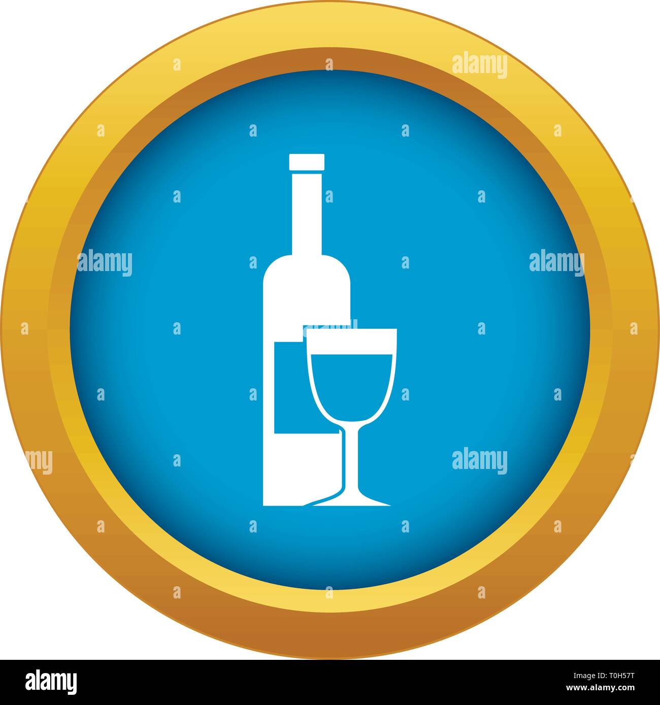 Wine bottle and glass icon blue vector isolated Stock Vector Image ...