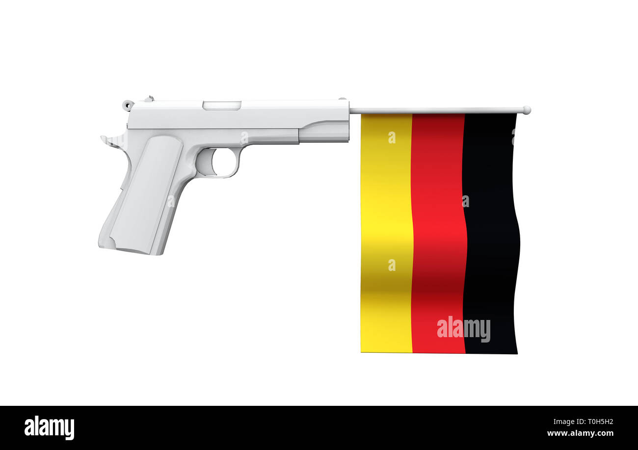 Germany gun control concept. Hand gun with national flag Stock Photo