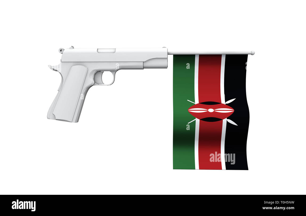 Kenya gun control concept. Hand gun with national flag Stock Photo Alamy