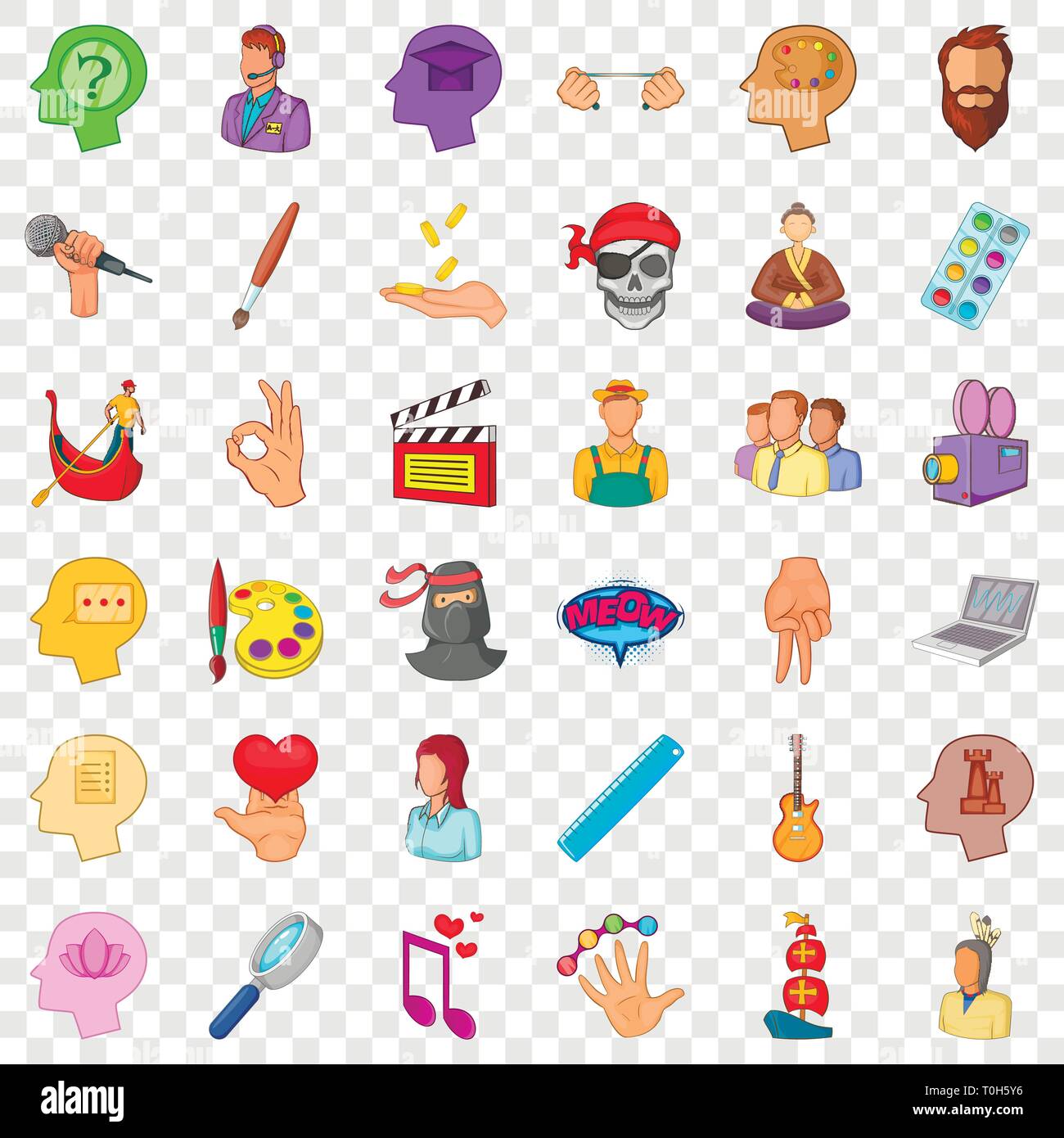 Creative occupation icons set, cartoon style Stock Vector Image & Art ...