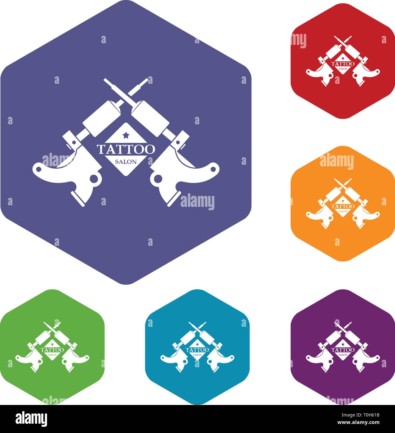 Tattoo machine icons vector hexahedron Stock Vector