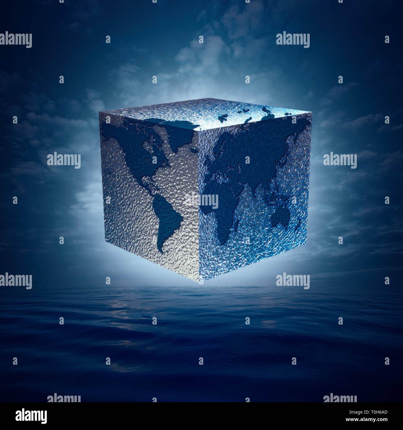 Eco balance with cube world. Abstract natural backgrounds Stock Photo