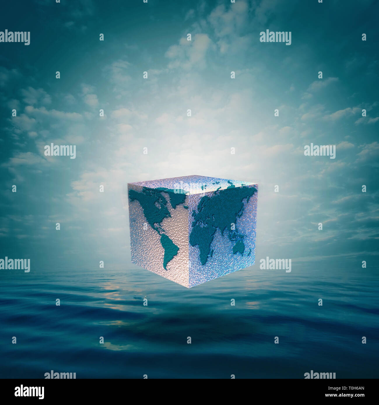 Eco balance with cube world. Abstract natural backgrounds Stock Photo