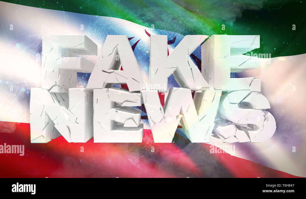 3D illustration of fake news concept with background flag of Iran Stock ...