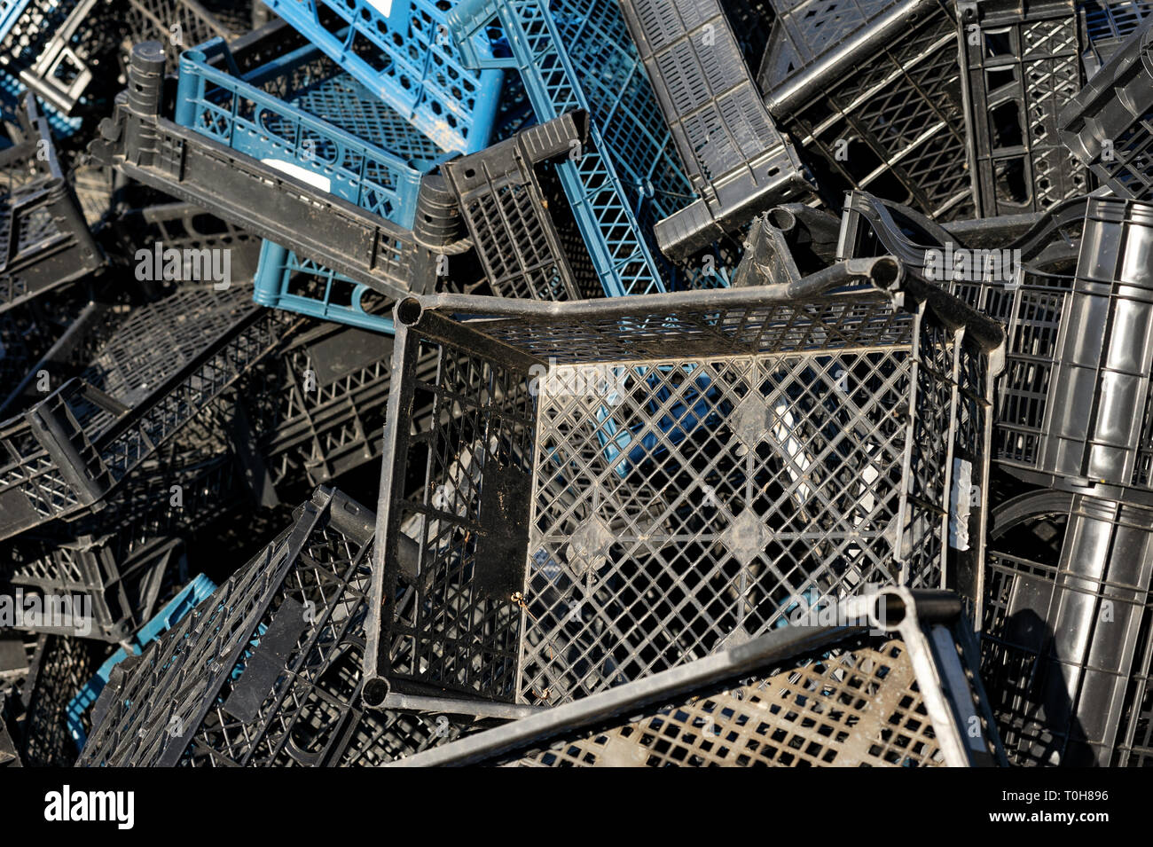 Dirty Plastic Crates Boxes Which Are Used To Store Fruits And