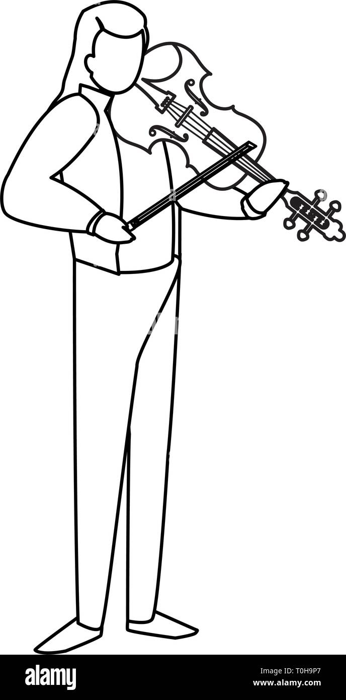 violinist playing fiddler character vector illustration design Stock