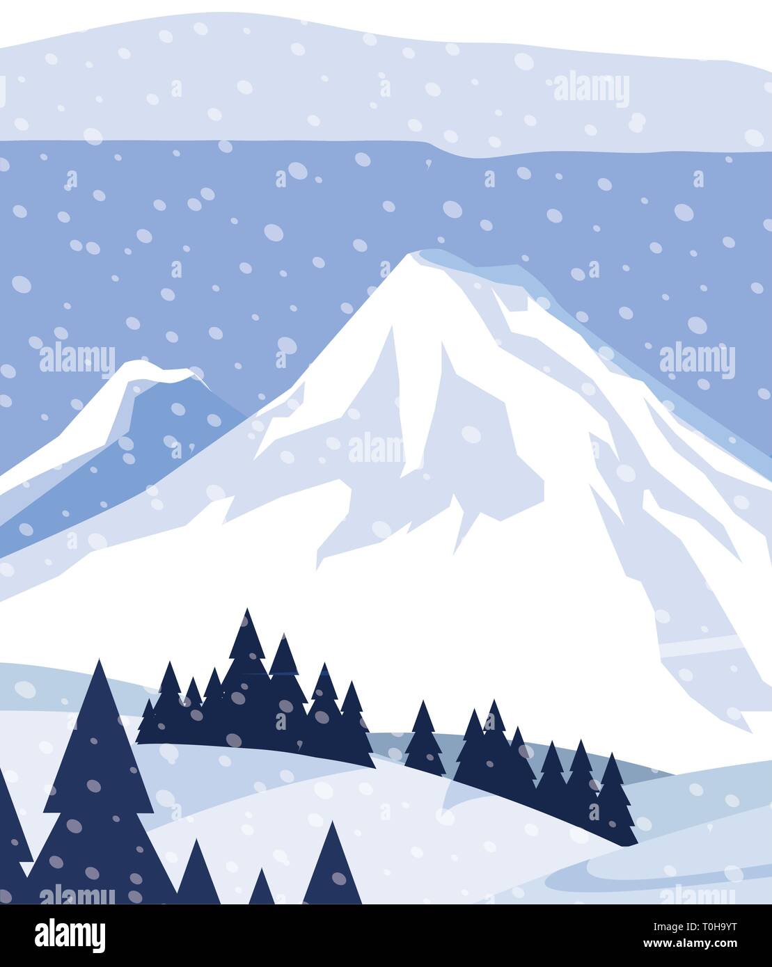 mountains with forest pines snowscape scene vector illustration design ...