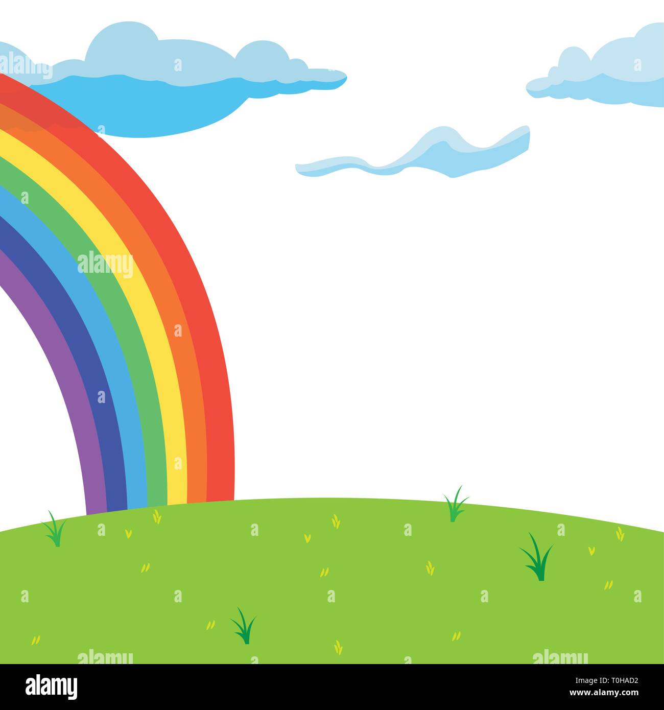 rainbow and clouds in the landscape vector illustration design Stock ...