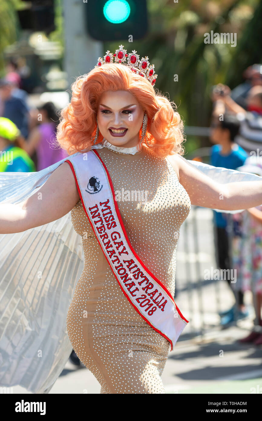 Miss Gay Australia International takes part in the Australia Day Parade. Stock Photo
