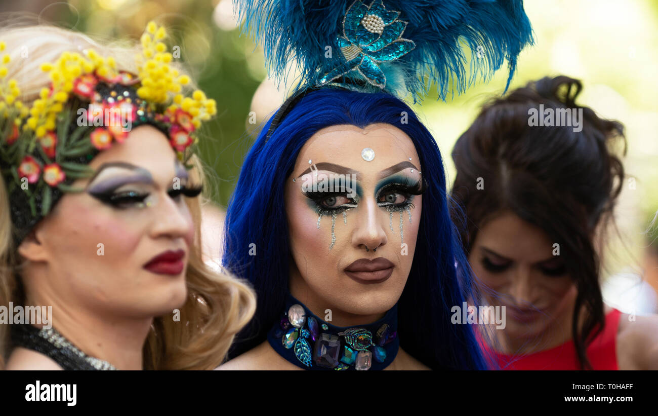 Members of the gay community after the Australia Day Parade in which they took part. Stock Photo