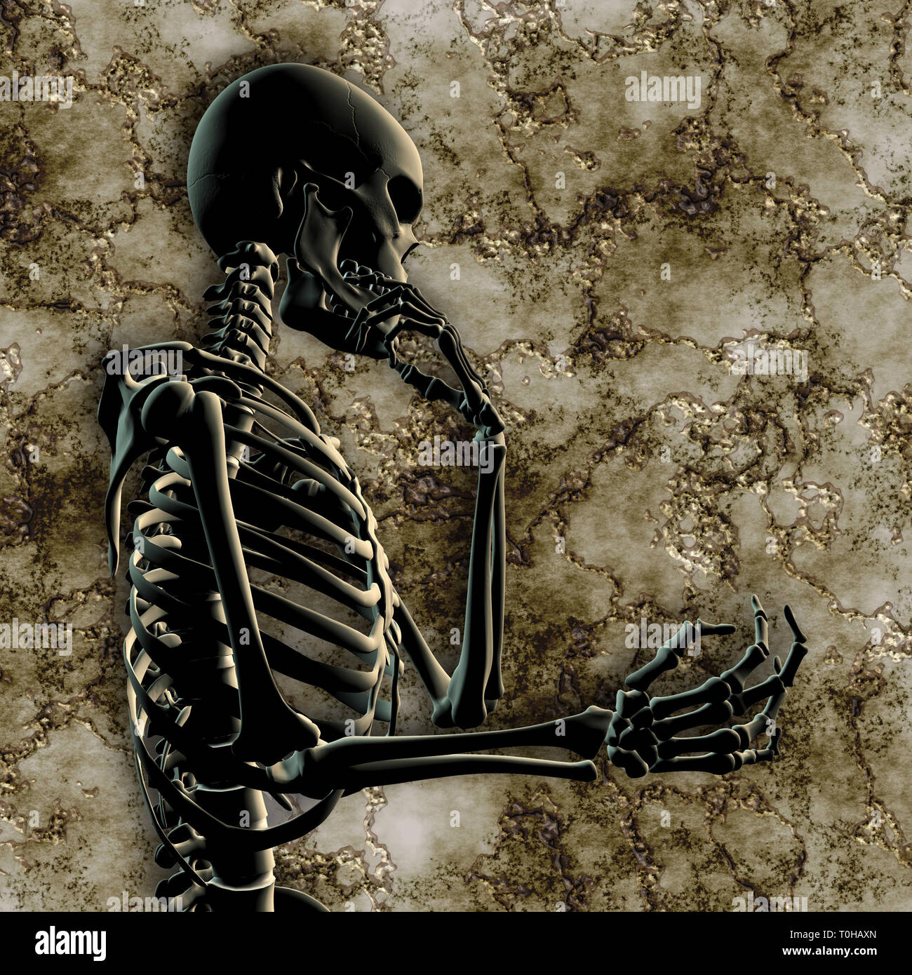 thinking human skeleton Stock Photo