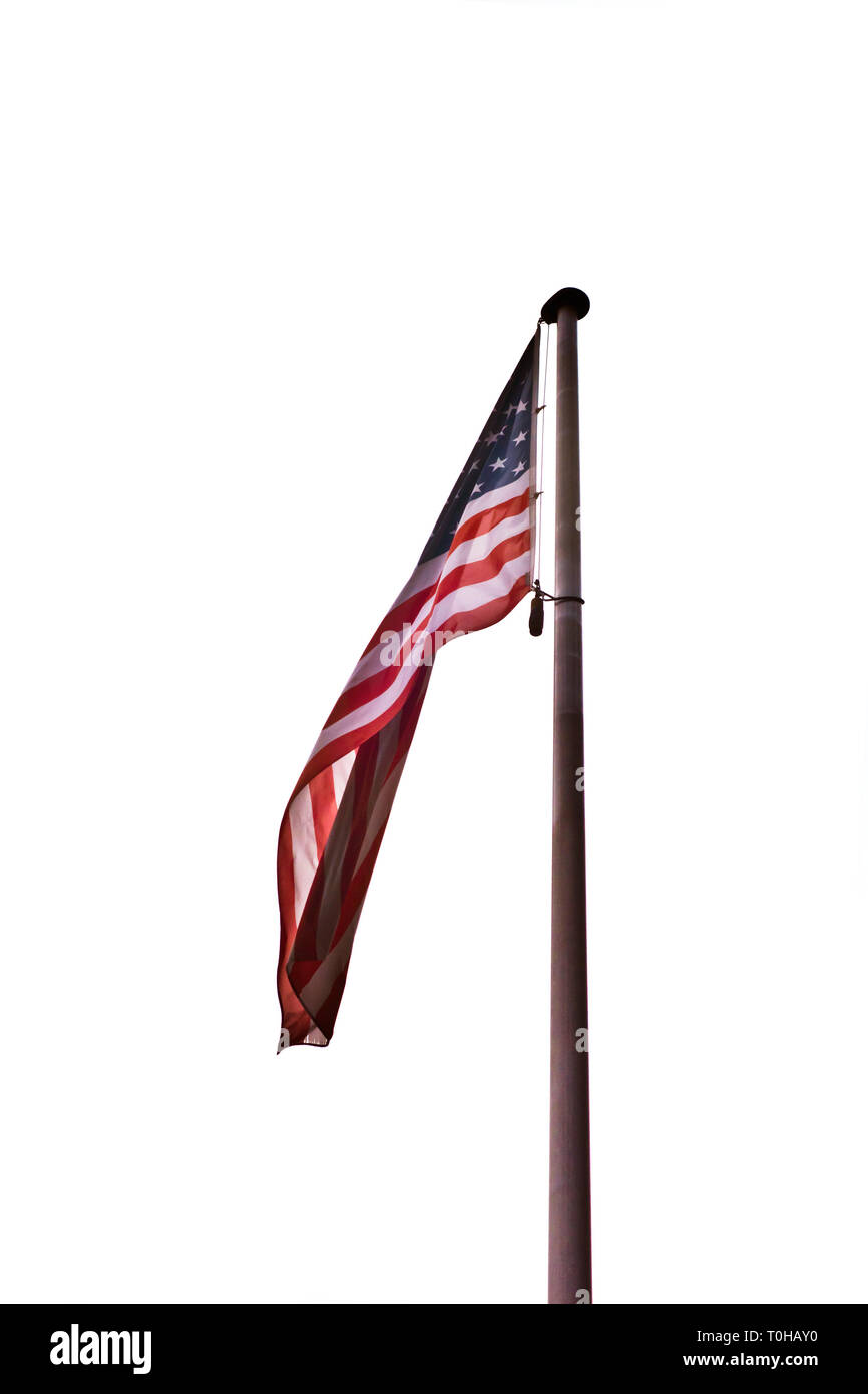 flag of the United States of America on a pole, 4th July independence day Stock Photo