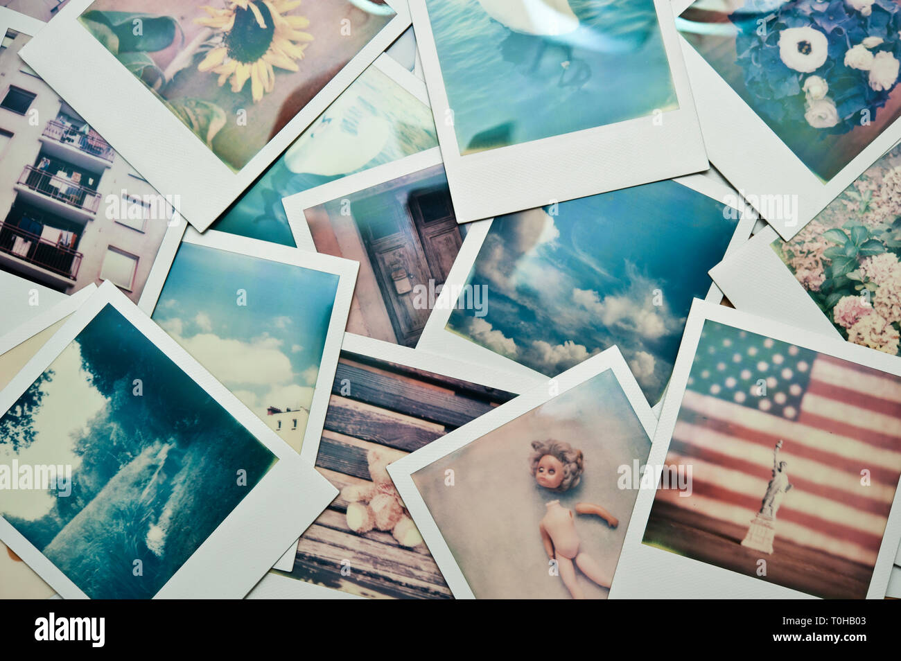 background of Polaroids photos Stock Photo