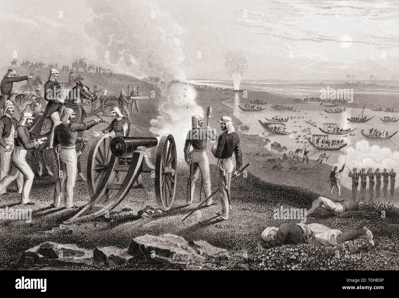 Major Eyre driving Oude rebels from Allahabad, Uttar Pradesh, India, Asia, 1857 Stock Photo