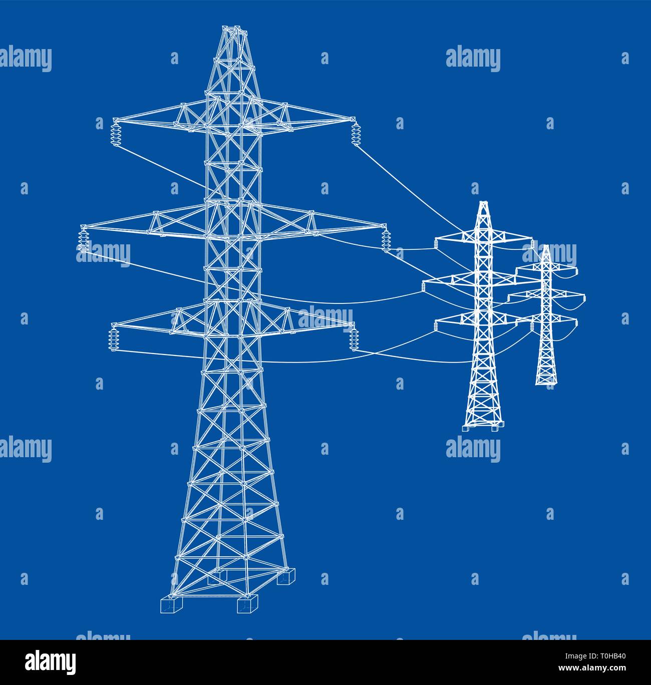 Electric pylons or electric towers concept. Vector Stock Vector Image