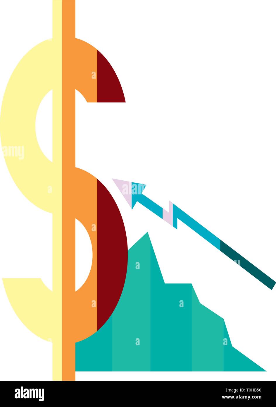 business chart arrow dollar symbol vector illustration Stock Vector ...