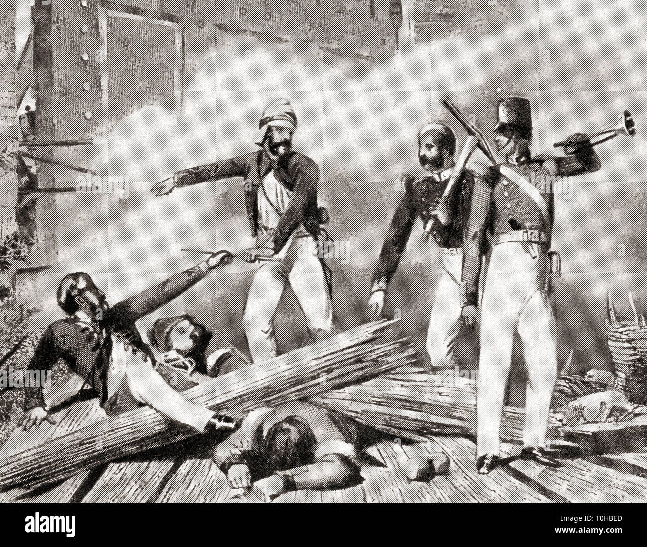 assault on Kashmiri Gate by British soldiers during Indian rebellion of 1857 Stock Photo
