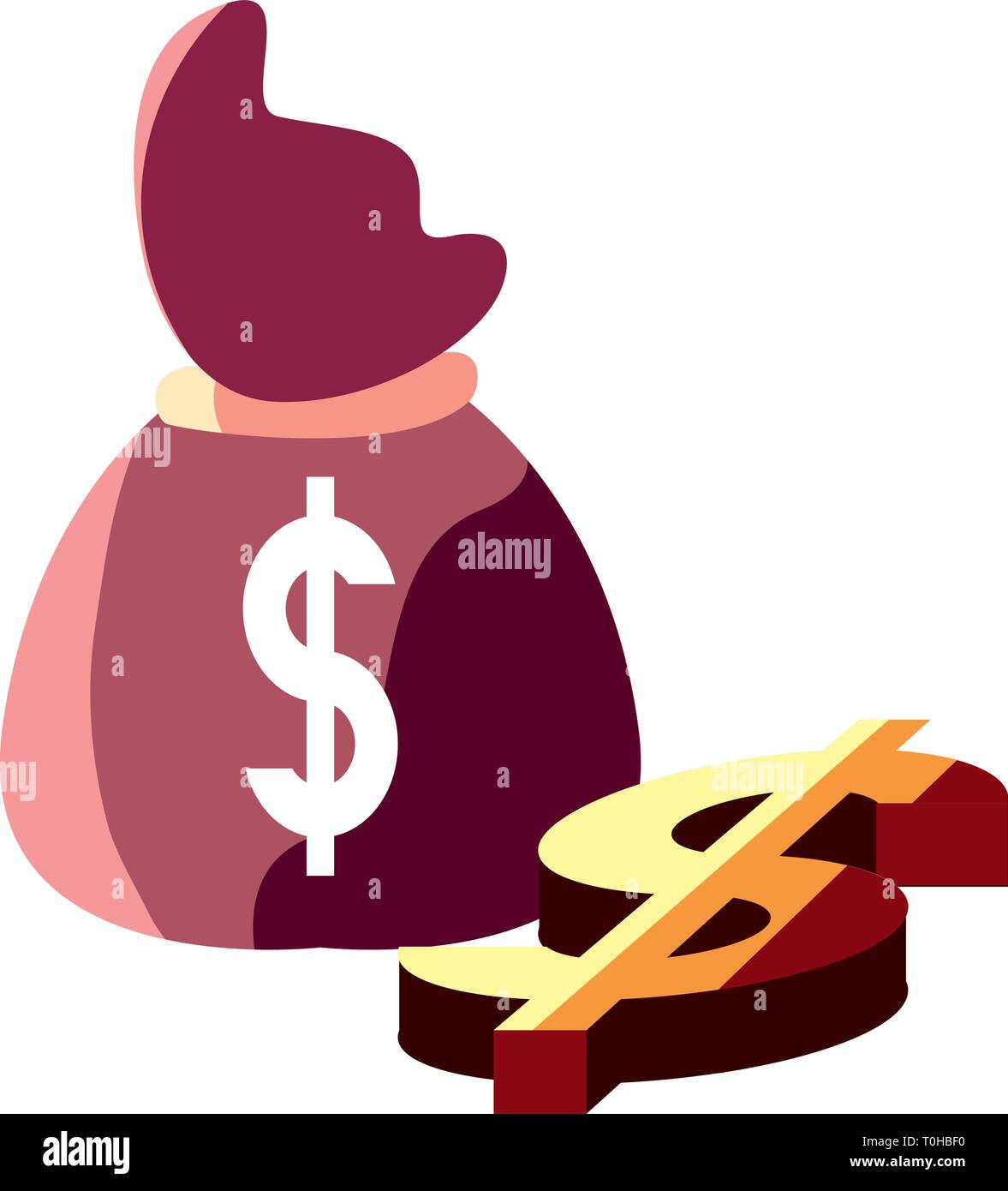 money bag dollar sign on white background vector illustration Stock ...