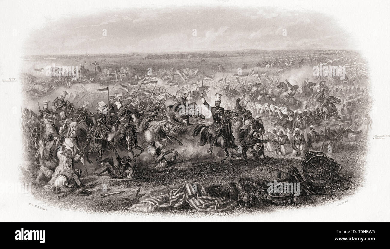 Battle of Aliwal old vintage engraving 28 January 1846 Stock Photo