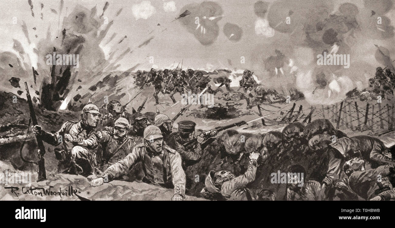 Victorious attack of British and Indian troops, during First World War Stock Photo