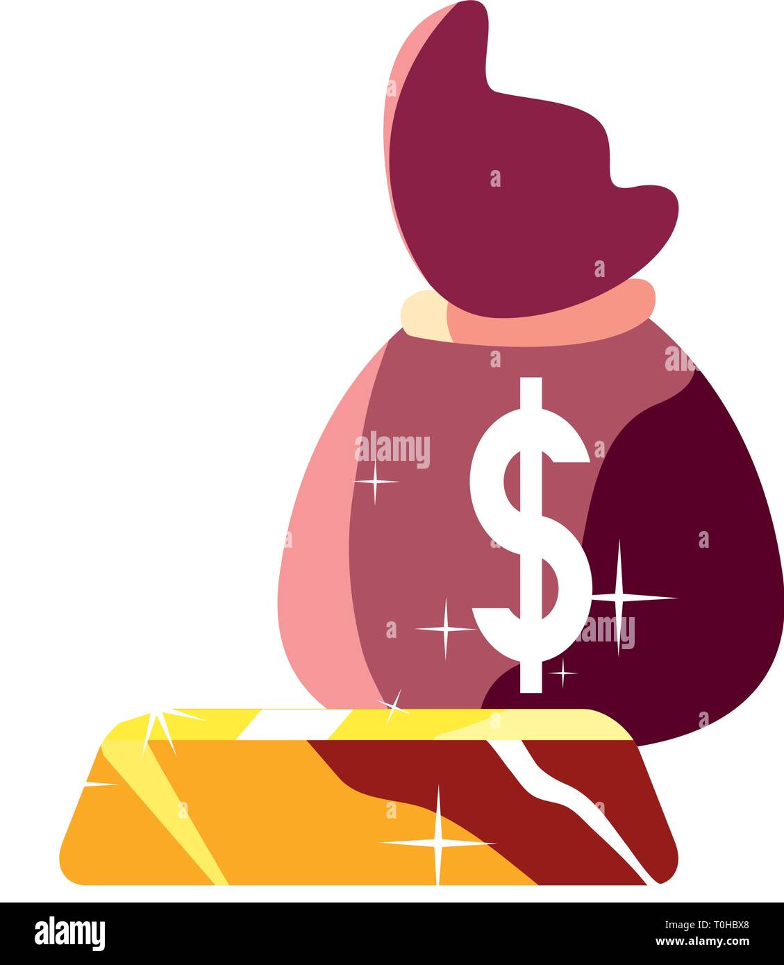 money bag gold bar on white background vector illustration Stock Vector ...