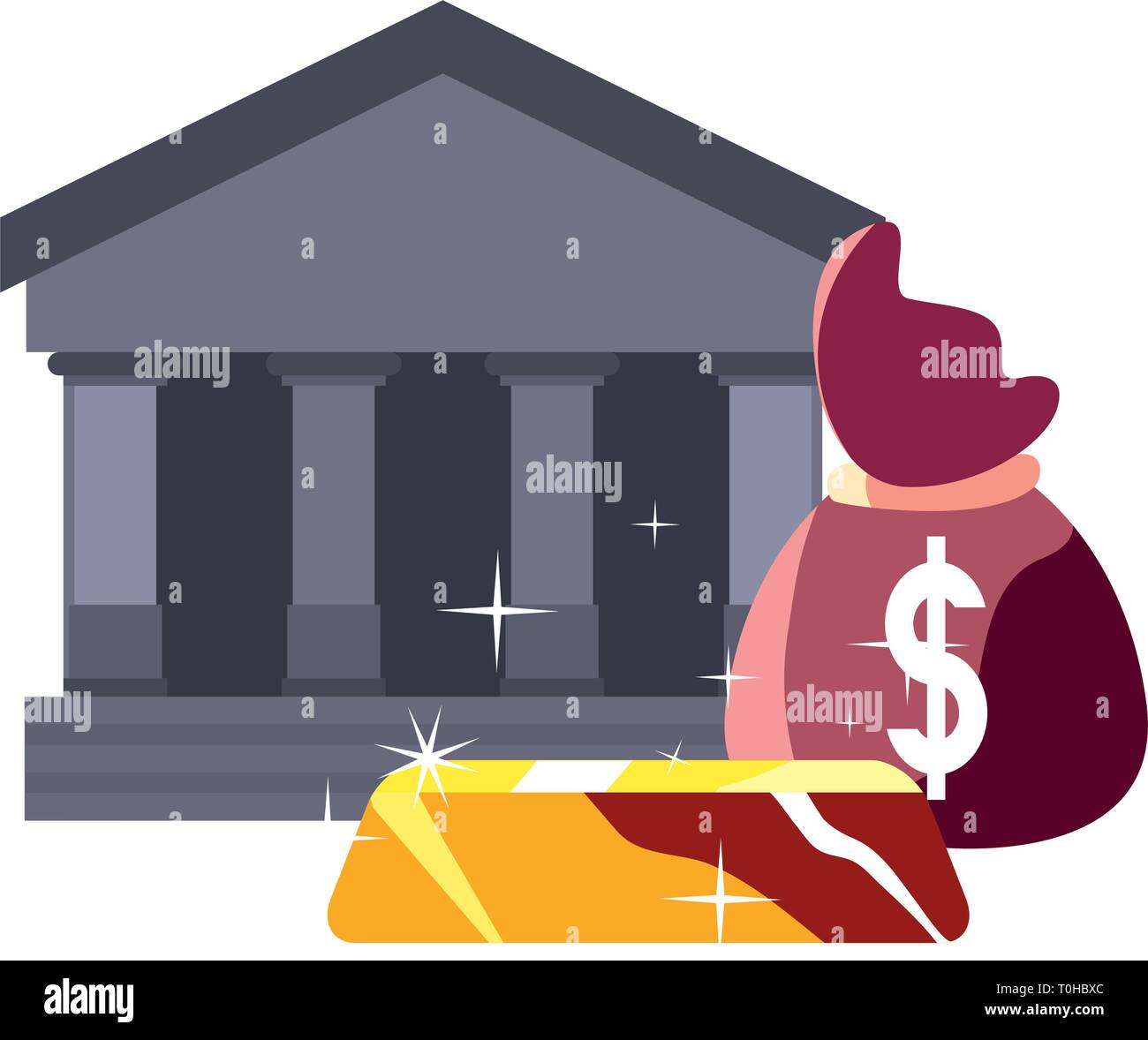 business money bag gold bars vector illustration Stock Vector Image ...